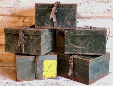 vintage metal military box with metal curl on lid|vintage military metal boxes.